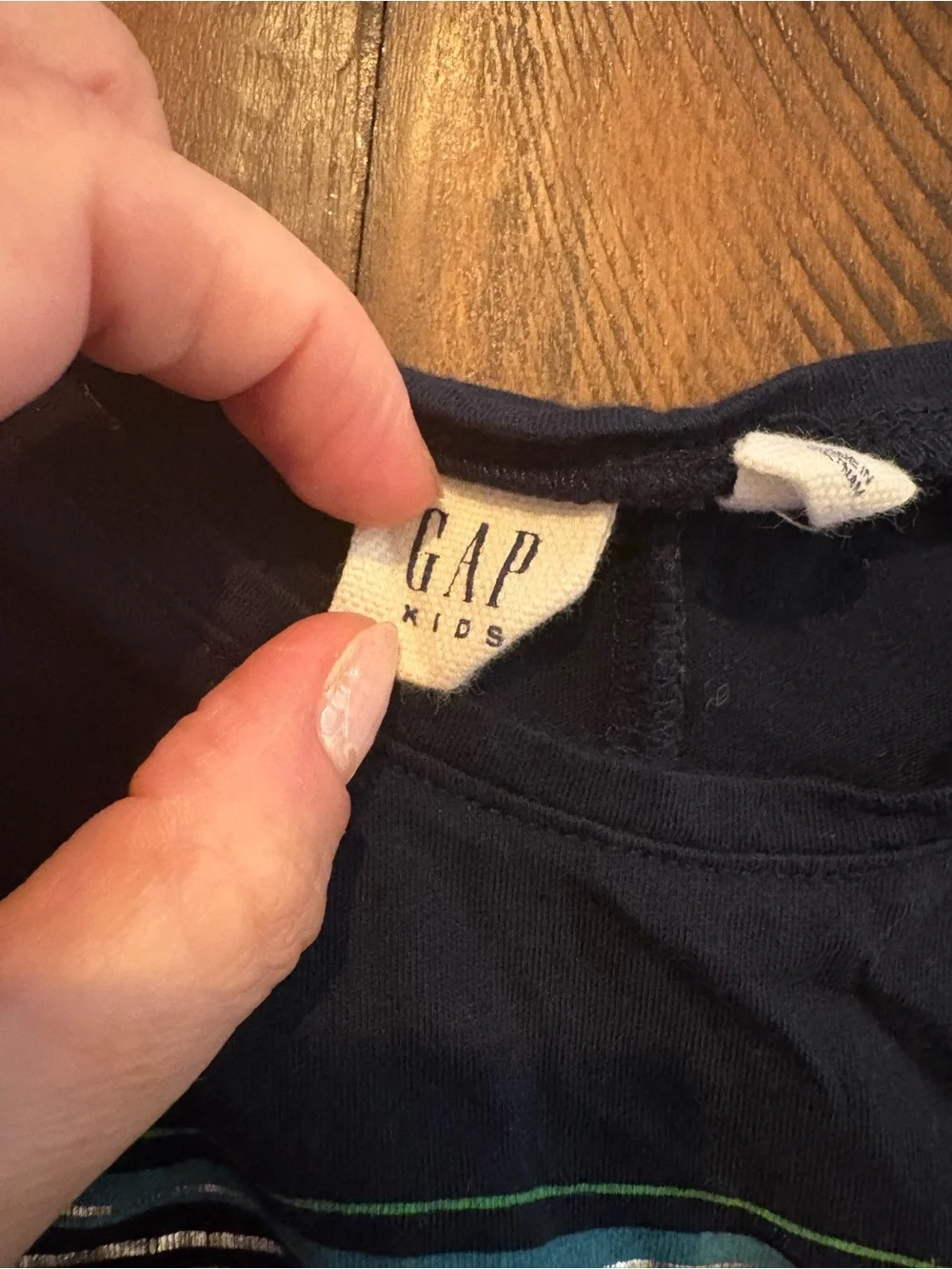 GAP Navy Long-Sleeve Tee with Rainbow Stripes